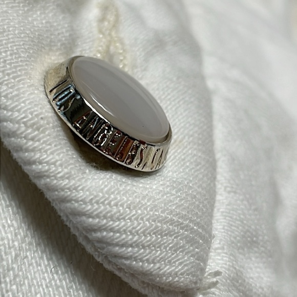 New Paige Pleated Leenah Pearl Chain Jeans White French Ivory Sz 28 - Picture 14 of 16